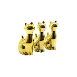 İBİCO İ12-106 ( KEDİ & BÜYÜK ) ( GOLD & SERAMİK ) BİBLO & DEKORATİF SÜS EŞYASI*6X16