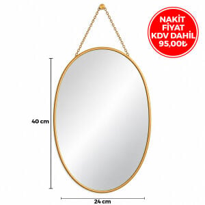 İBİCO İ15-088 ( GOLD ÇERÇEVELİ ) DEKORATİF DUVAR AYNA ( İP ASKILI ) ( 24X40CM )*18=K