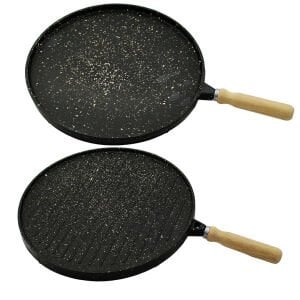 KRT-1032 ( ÇİFT TARAFLI ) ( 34CM ) DÖKÜM ( BAZLAMA & GÖZLEME & IZGARA ) TAVASI ( AHŞAP SAPLI )*15