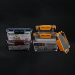 SOFTCHEF-00801 ( 3PCS ) ( DİKDÖRTGEN ) MİKA SAKLAMA KABI SETİ ( SİLİKON CONTALI KAPAK ) ( 375-900-1700ML)*12=K