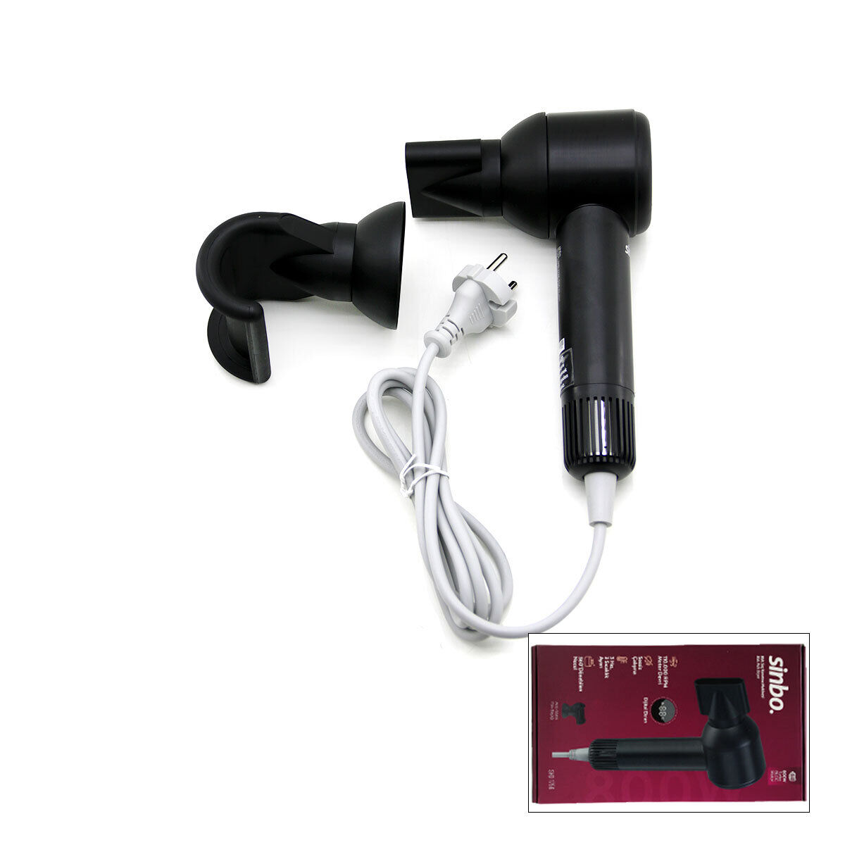 SİNBO SHD-1756 ( SİYAH ) SAÇ KURUTMA MAKİNESİ 110.000RPM ( DİJİTAL EKRAN ) ( SESSİZ ÇALIŞMA & 3 HIZ - SICAKLIK AYAR  )*6