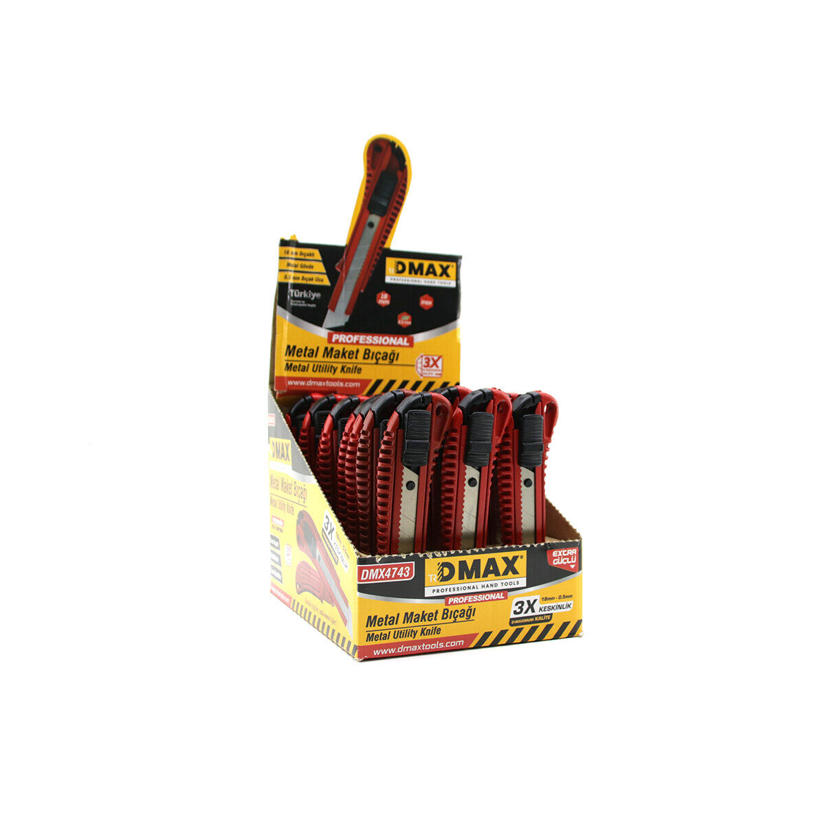DMAX-4743 ( BÜYÜK ) ( METAL ) FALÇATA MAKET BIÇAK ( 18MM BIÇAKLI & 0.5MM BIÇAK UCU )*24X12