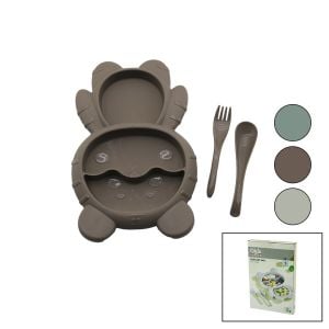 QLUX BSF-00981 BLW SET NO-1 (3PCS) (AYICIK MODEL=3 BÖLMELİ MAMA KABI+KAŞIK+ÇATAL) BEBEK BESLENME SETİ (500ML) (RENKLİ PLS)*12=K