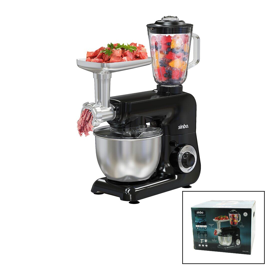 SİNBO SMX-2775 ( SİYAH ) STANDLI MİKSER & BLENDER SETİ (3IN1)(KIYMA MAK. APARATI)(5 KADEM. HIZ AYAR )(4.5LT HAZNE & 1.5LT BLENDER)(1500W)*1
