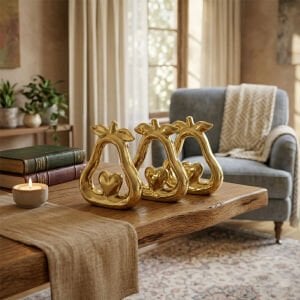 İBİCO İ12-125 ( ELMA - KALP & BÜYÜK ) ( GOLD & SERAMİK ) BİBLO & DEKORATİF SÜS EŞYASI*6X24