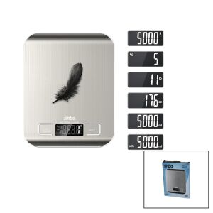 SİNBO SKS-4527 MUTFAK TARTISI TERAZİ İNOX ( LCD EKRAN ) ( 5KG/1GR ) (PİLLİ=2X AAA PİL) (GR/OZ/ML/IB ÖLÇÜM)*24