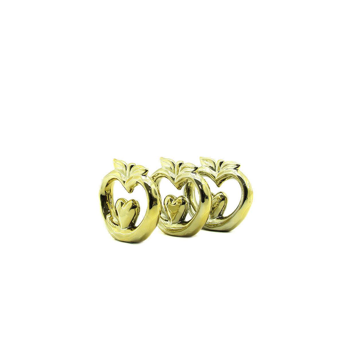 İBİCO İ12-127 ( ELMA - KALP & BÜYÜK ) ( GOLD & SERAMİK ) BİBLO & DEKORATİF SÜS EŞYASI*6X24