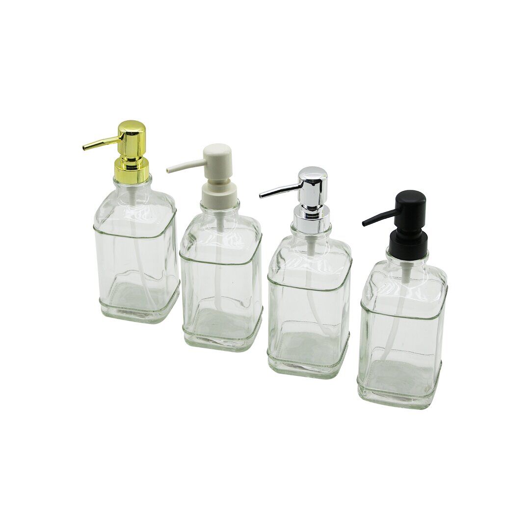 İBİCO İ21-043 ( CAM ) ( KARE & ŞEFFAF ŞİŞE ) SIVI SABUNLUK ( RENKLİ PLASTİK POMPA )*48=K