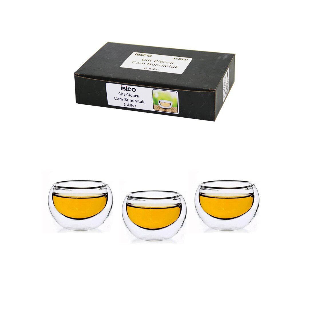 İBİCO İ22-146 ( 6PCS ) ( DÜZ CAM ) ( ÇİFT CİDARLI ) SOSLUK & LOKUMLUK ( 50 ML )*30=K