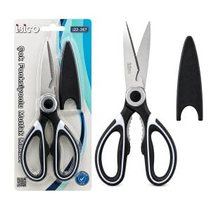 İBİCO İ22-367 ( 4IN1 ) ( ÇOK AMAÇLI ) MUTFAK MAKASI ( 20CM ) ( KIRACAK & AÇACAK & KESİCİ & MAKAS ) ( MAKAS AĞZI PLS.KILIF KAPAK )*12X20