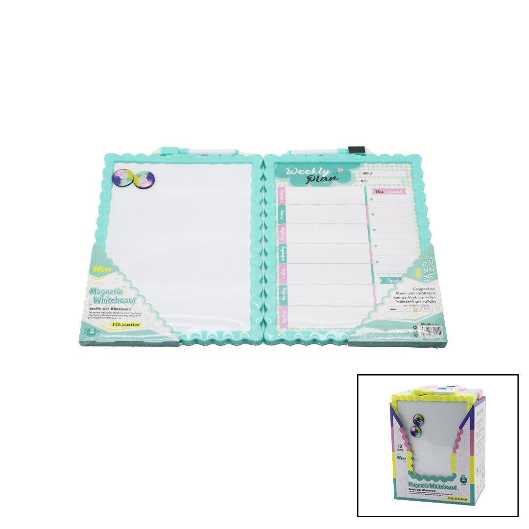 FİXPOİNT P-0539 ( 21.5X28CM ) ( KÜÇÜK ) MANYETİK YAZI TAHTASI ( ÇİFT TARAFLI ) ( RENKLİ PLASTİK ÇERÇEVE)*12X10