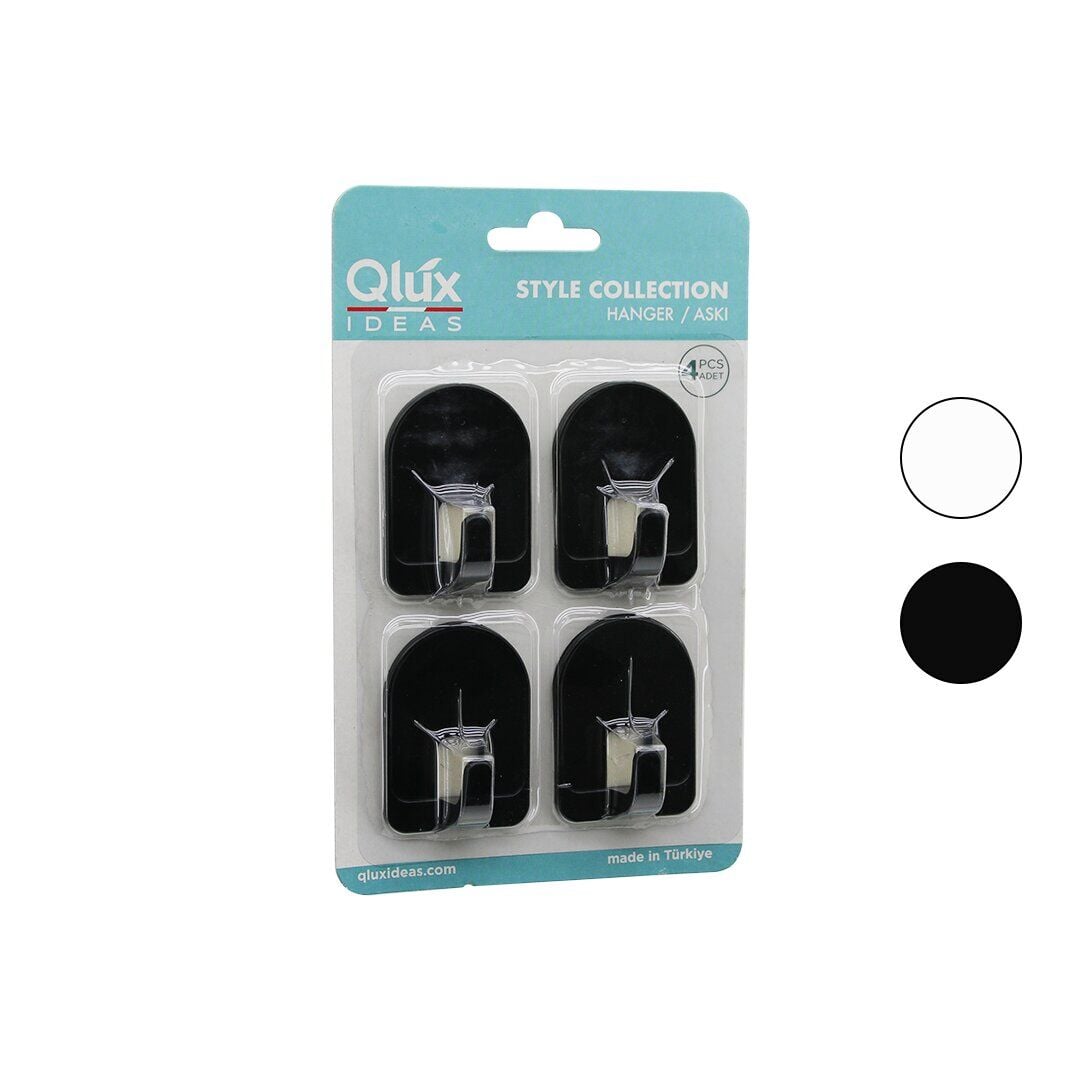 QLUX L-00950 ( 4PCS ) DOME ASKI NO-2 ( KUBBELİ & SİYAH & BEYAZ & PLASTİK ASKI ) ( YAPIŞKANLI MONTAJ )*25X2