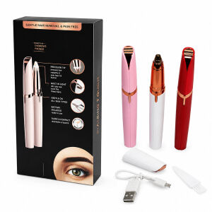 FLAWLBSS K-02 (18K GOLD PLATED) (USB ŞARJLI) (KALEM MODELİ) (KAŞ & BURUN & YANAK KIL) TÜY TEMİZLEME MAKİNESİ ( IŞIKLI )*100                     qwe05