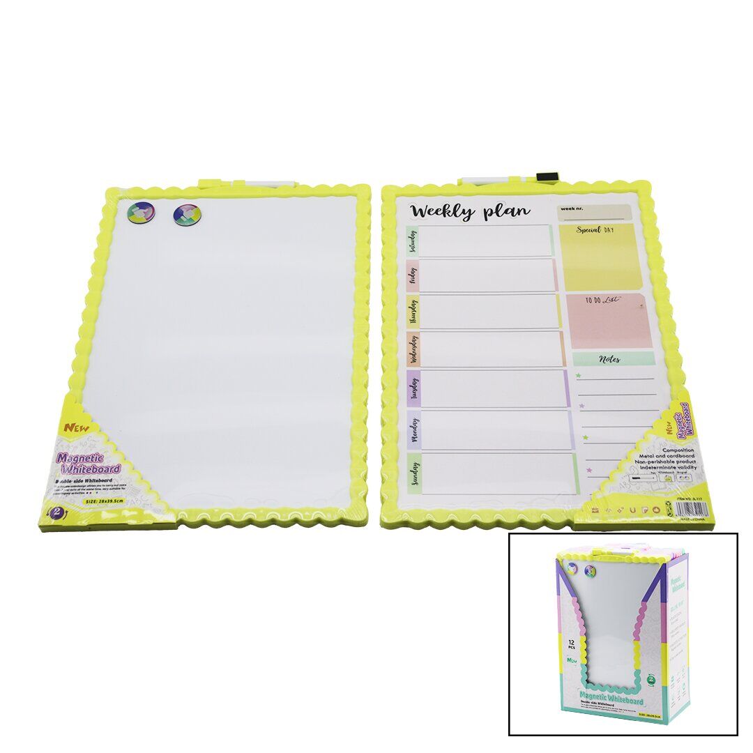 İBİCO NEW MAGNETİC WHİTEBOARD JL-117 ( 28X39.5CM ) (BÜYÜK) MANYETİK YAZI TAHTASI (ÇİFT TARAFLI) (RENKLİ ÇERÇEVE)*12X6