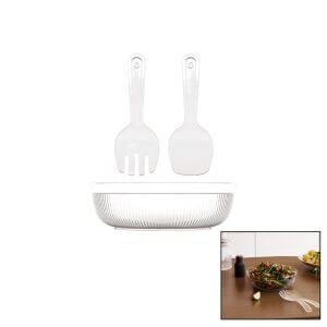 DÜNYA-10728-102 ( 3PCS ) SALATA SETİ ( MİKA & KRİSTAL PLASTİK ) ( 4000ML KASE & ÇATAL & KAŞIK )*18=K