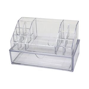 BLACKSTONE KRC-005 (DÜZ) (TEK KAT ÇEKMECE+16 BÖLME) MAKYAJ & TAKI ORGANİZERİ (MİKA KRİSTAL PLASTİK) (23.3X13.5X11.5CM)*12