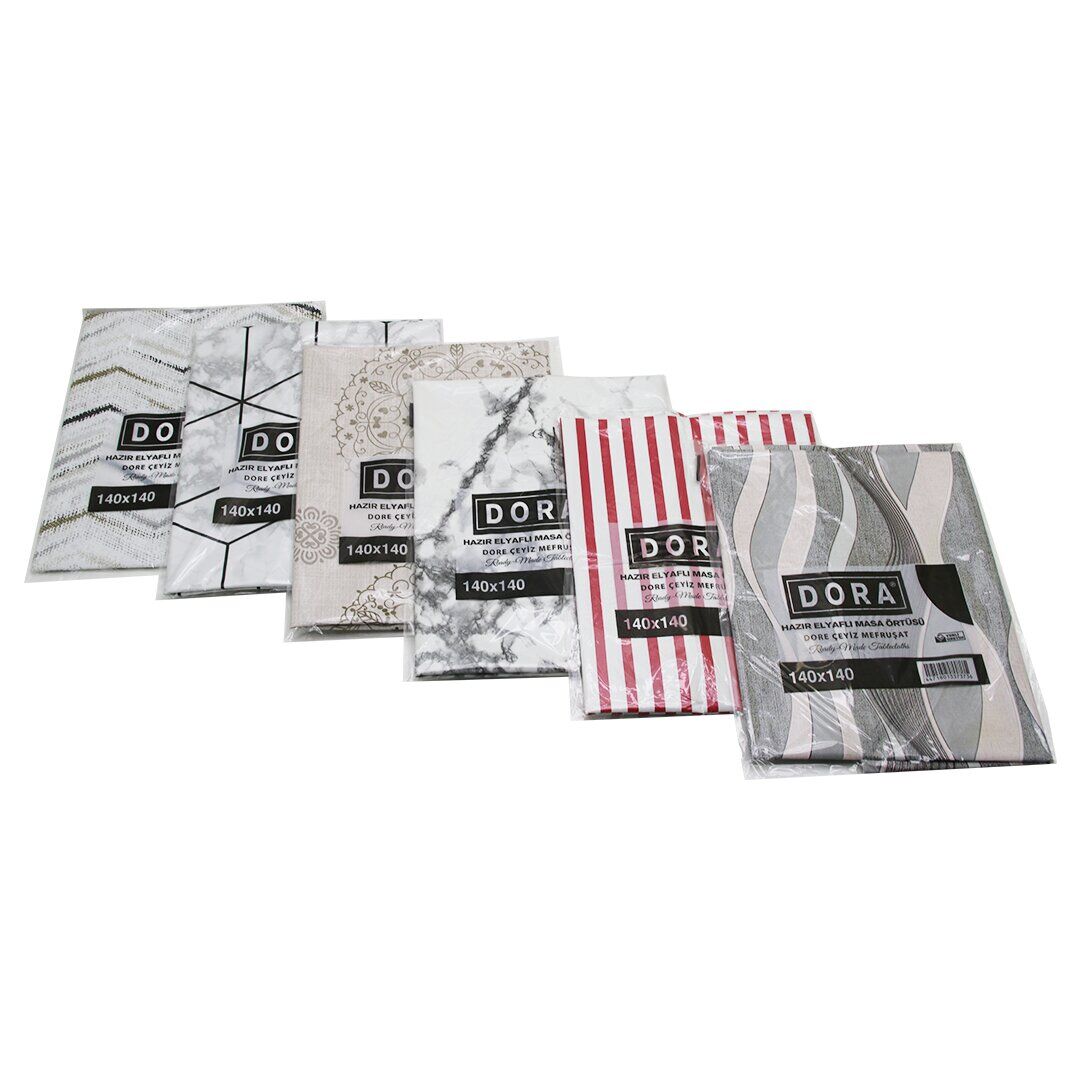 DORA HAZIR ELFAYLI DESENLİ MUŞAMBA & MASA ÖRTÜSÜ ( 140X140CM )*10X1