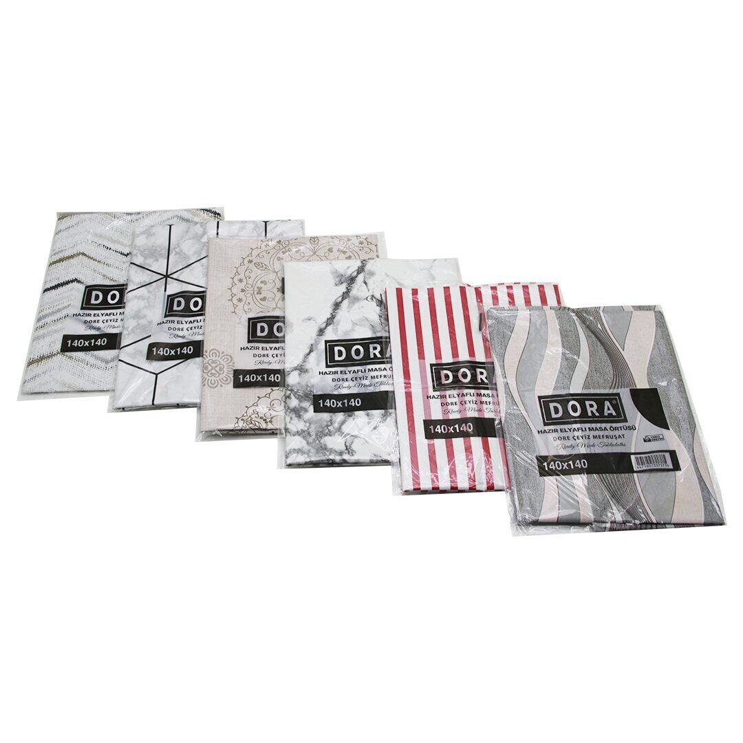 DORA HAZIR ELFAYLI DESENLİ MUŞAMBA & MASA ÖRTÜSÜ ( 140X140CM )*10X1