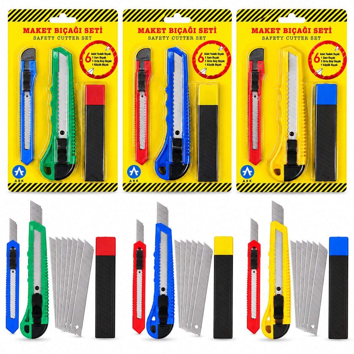 ARK CODE-5050 ( 3PCS ) YEDEKLİ PLASTİK MAKET BIÇAK SETİ*240