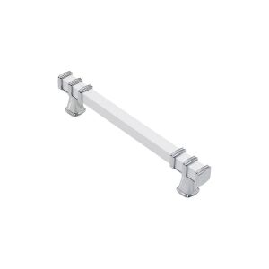 İBİCO-967 ( 12.8CM ) ( YÜZÜK KROM & KULP BEYAZ ) ( KARE ) ÇEKMECE KULP*10X5
