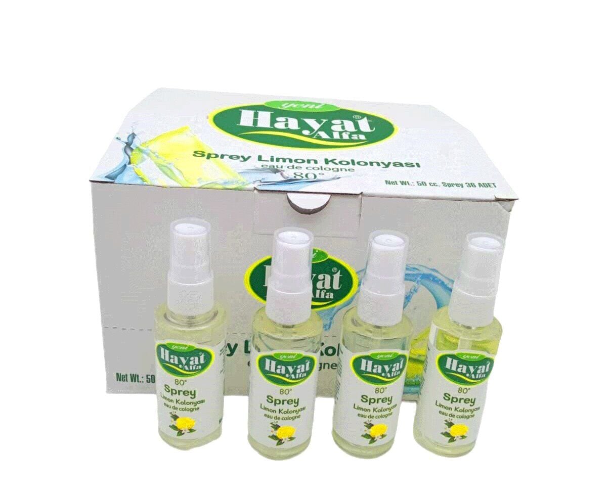 HAYAT ( SPREY ) ( 50CC ) ( LİMON & 80° ) KOLONYA*36X8