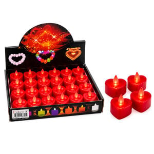 İBİCO İ10-023 ( PİLLİ ) ( KAPLİ & KIRMIZI ) RENKLİ LED MUM ( ÇAP : 4CM YÜKSEKLİK : 3.7CM )*24X40