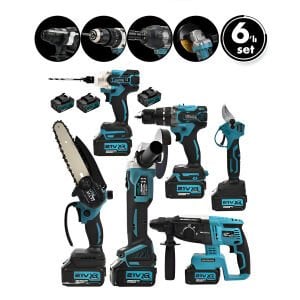 PROFESYONEL ASR-1111 ( 6PCS ) ( USTA ELEKTRİKLİ ALET SETİ ) ( ŞARJLI=21V) ( SPRAL TAŞLAMA & HİLTİ & BAĞ MAKAS & SOMUN SÖKME & DARBELİ VİDALAMA & BUDAMA TESTERE ) PLASTİK ÇANTAL*1