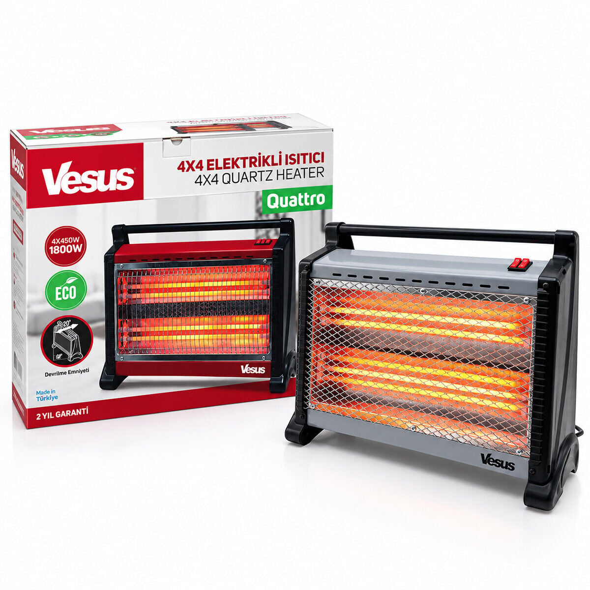 VESUS QUATTRO ELEKTRİKLİ ISITICI ( SOBA ) ( 4X450 = 1800W ) ( DEVRİLME EMNİYETİ )*3