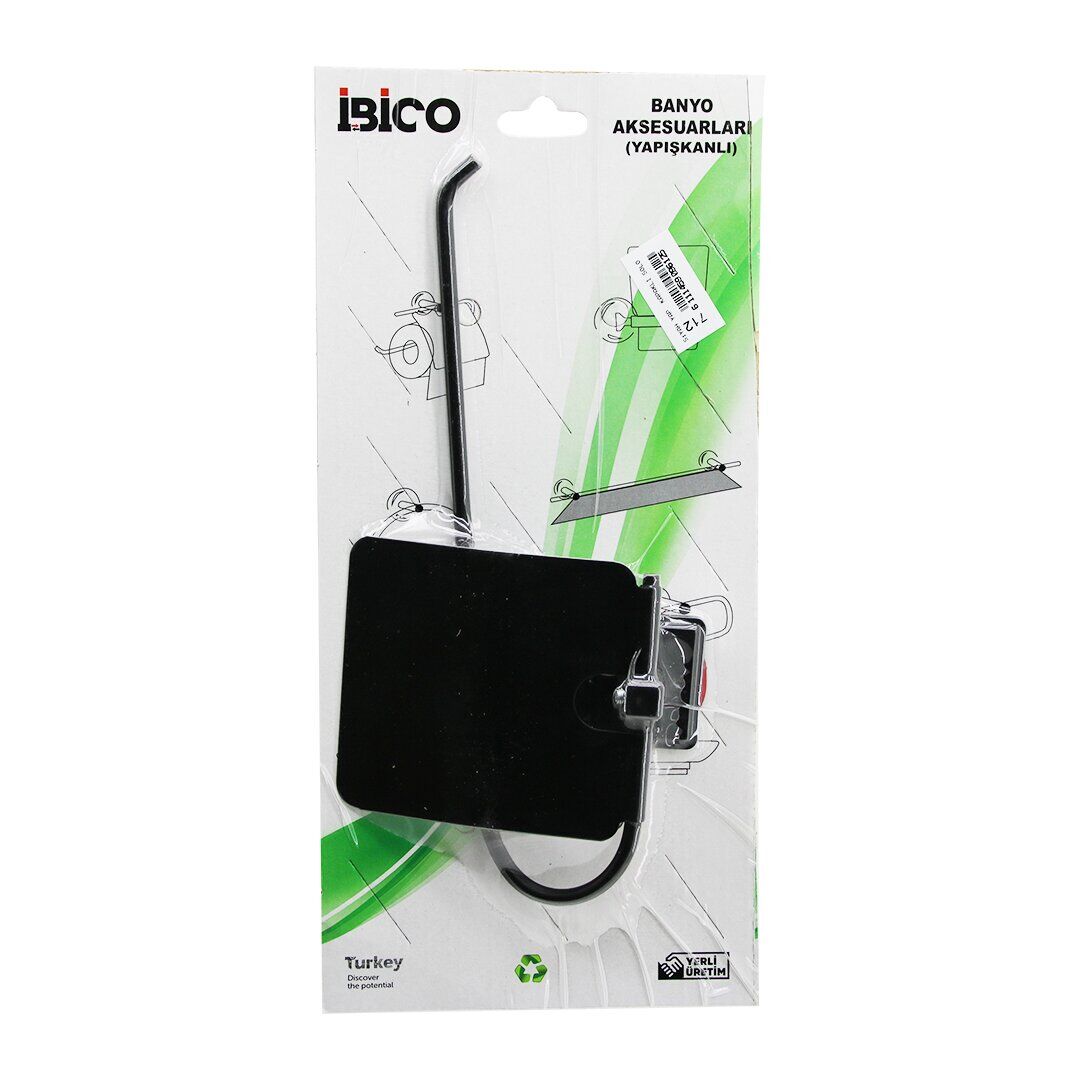İBİCO BANYO BNY-712 ( SİYAH ) ( KAPAKLI SOLO ) METAL ( KAĞIT HAVLULUK ) ( YAPIŞKANLI MONTAJ )*50