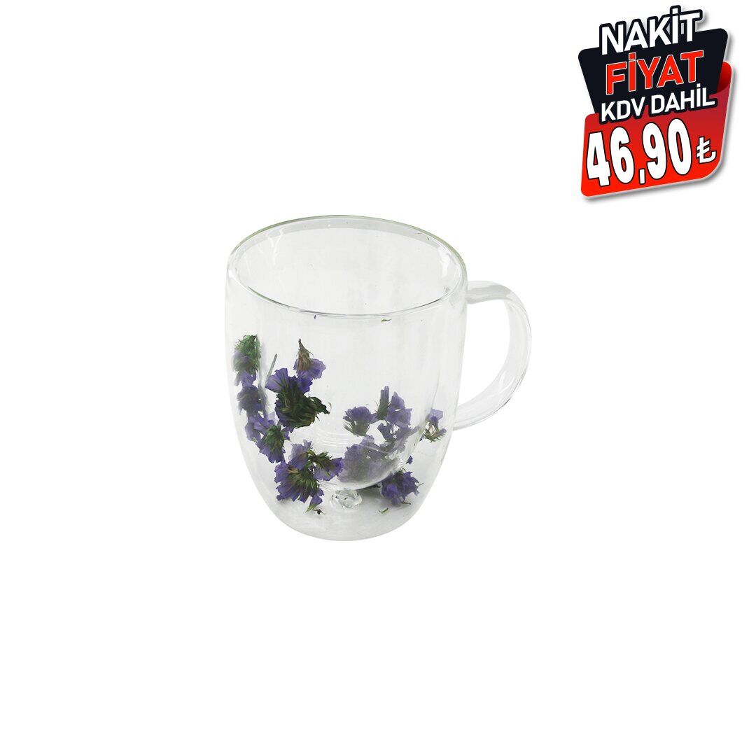 SDR-A2 ( 350ML & KULPLU ) ( ÇİFT CİDARLI & ÇİÇEKLİ ) CAM BARDAK*100=K
