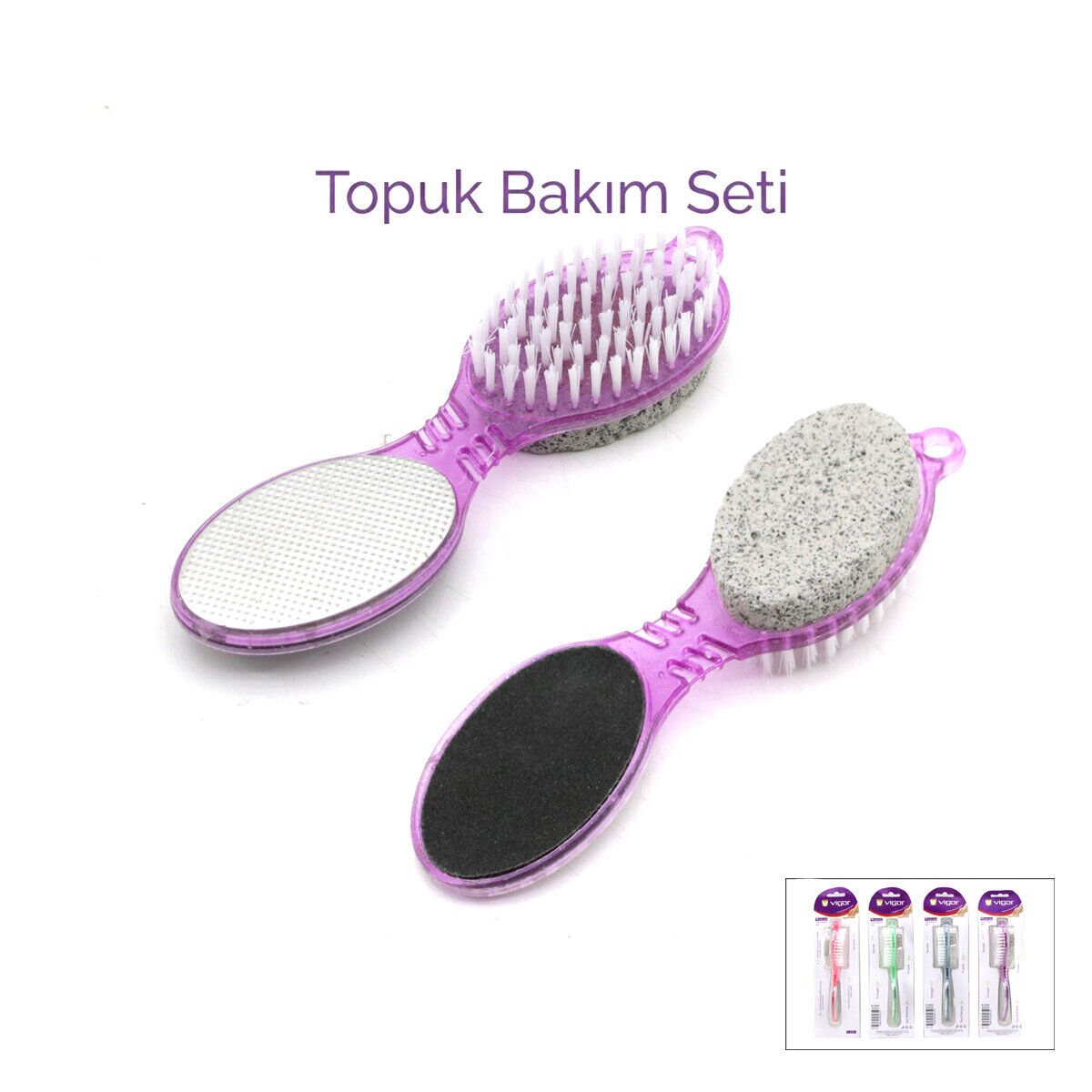 VİGOR K-6103 ( 4IN1 ) AYAK & TOPUK BAKIM SETİ ( FIRÇA & TOPUK TAŞI & METAL TÖRPÜ & ZIMPARA TÖRPÜ )*48X6