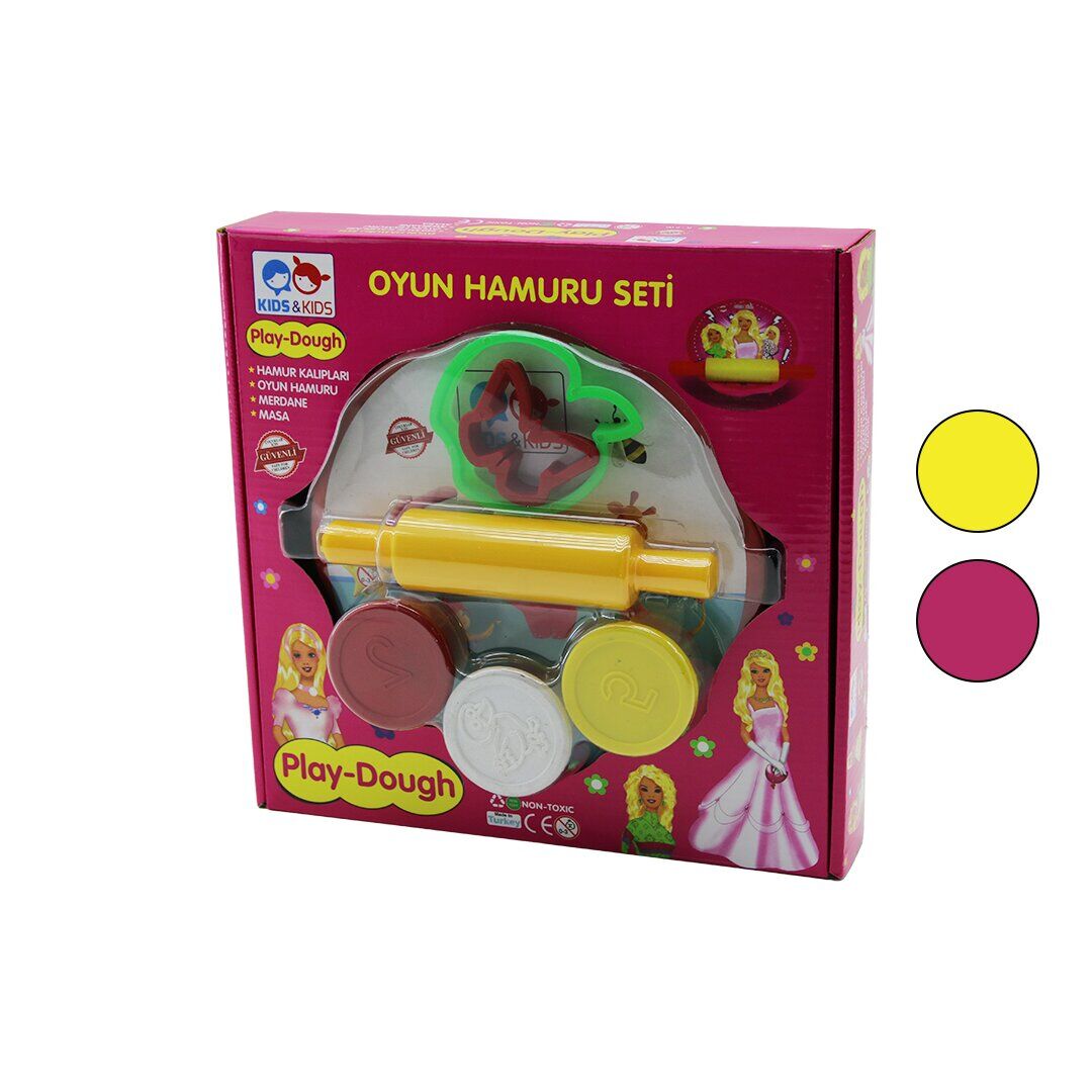 KIDS & KIDS PLAY-DOUGH K-500 ( SOFRALI ) OYUN HAMURU SETİ ( SOFRA MODEL MASA & MERDANE & HAMUR KALIPLARI & OYUN HAMURU )*24