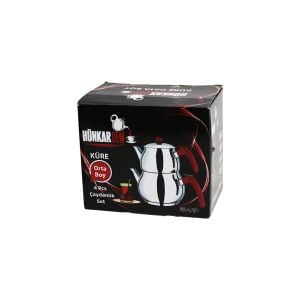 HÜNKARDEM ( ORTA BOY ) ( KÜRE ) ( ÇELİK ) ÇAYDANLIK SETİ ( RENKLİ BAKALİT KULP ) ( ÜST DEMLİK: 1LT & ALT SULUK: 2LT ) ( KENDİNDEN SÜZGEÇLİ )*8