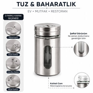 YAKUT-10209 ( BÜYÜK BOY & 120ML ) ( CAM & METAL KAPLAMA ) TUZLUK & BAHARATLIK*12X12