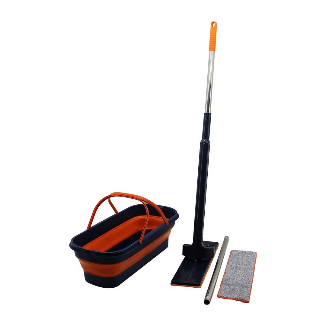 İBiCO İ21-019 (KENDİNDEN SIKMALI) (KATLANIR & TEKERLİ KOVALI) MOP SETİ (YEDEK BEZLİ)(360° BAŞLIK=11.5X41CM& SAP:130CM)*50