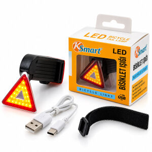 KSMART K-1176 BİSİKLET FENERİ LED ( USB ŞARJLI ) ( 4 FONKSİYONLU & SİNYAL IŞIK )*240