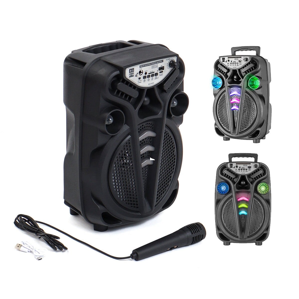 PLATOON PL-4681 AO-835-832 KARAOKE ( MİKROFONLU ) WİRELESS HOPARLÖR & SPEAKER ( IŞIKLI ) ( USB ŞARJLI ) ( DC 5V & TF & AUX ) ( 8'' INCH )*10