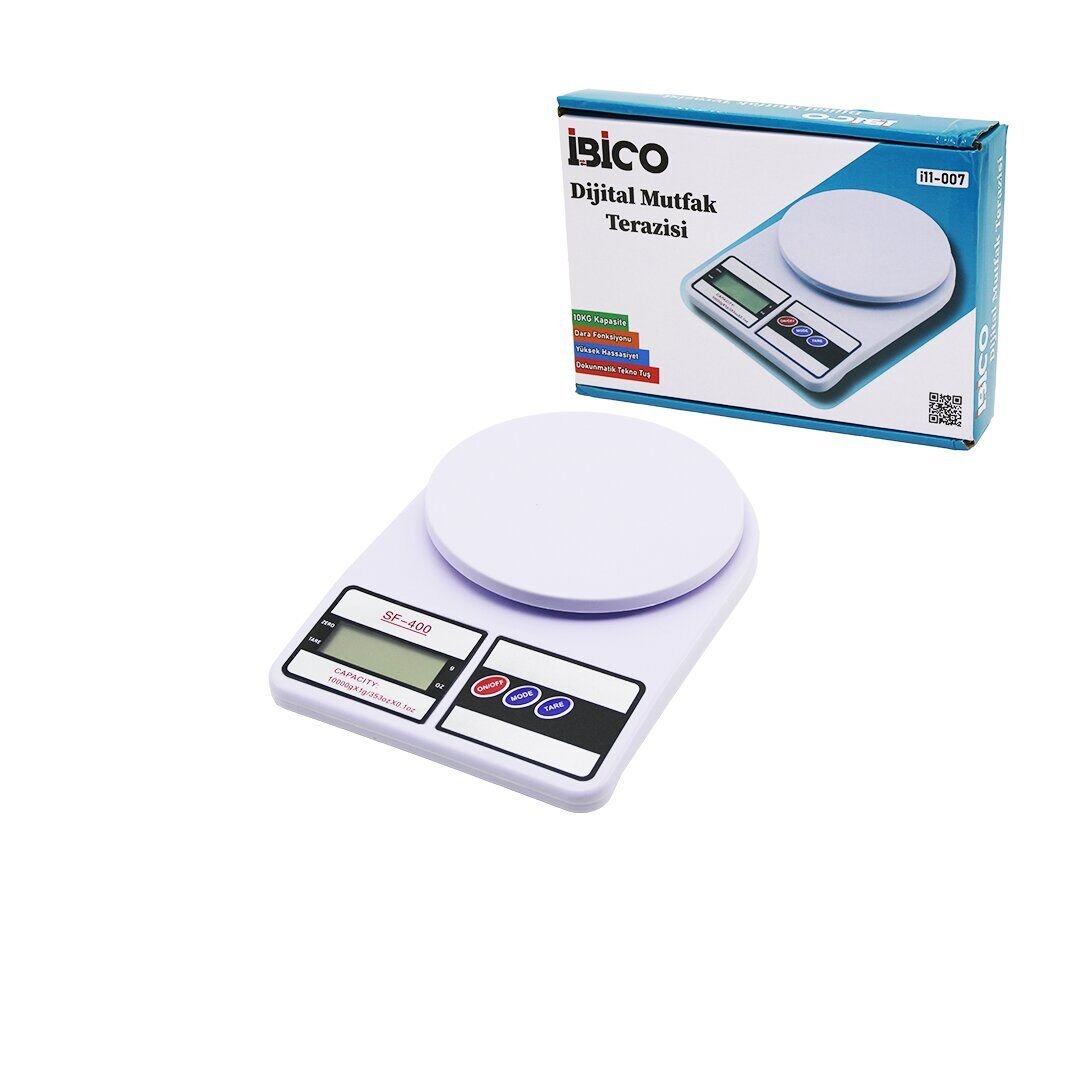 İBİCO İ11-007 SF-400 ( DİJİTAL & PİLLİ ) MUTFAK TERAZİSİ TARTI ( 10KG / 1GR )*40