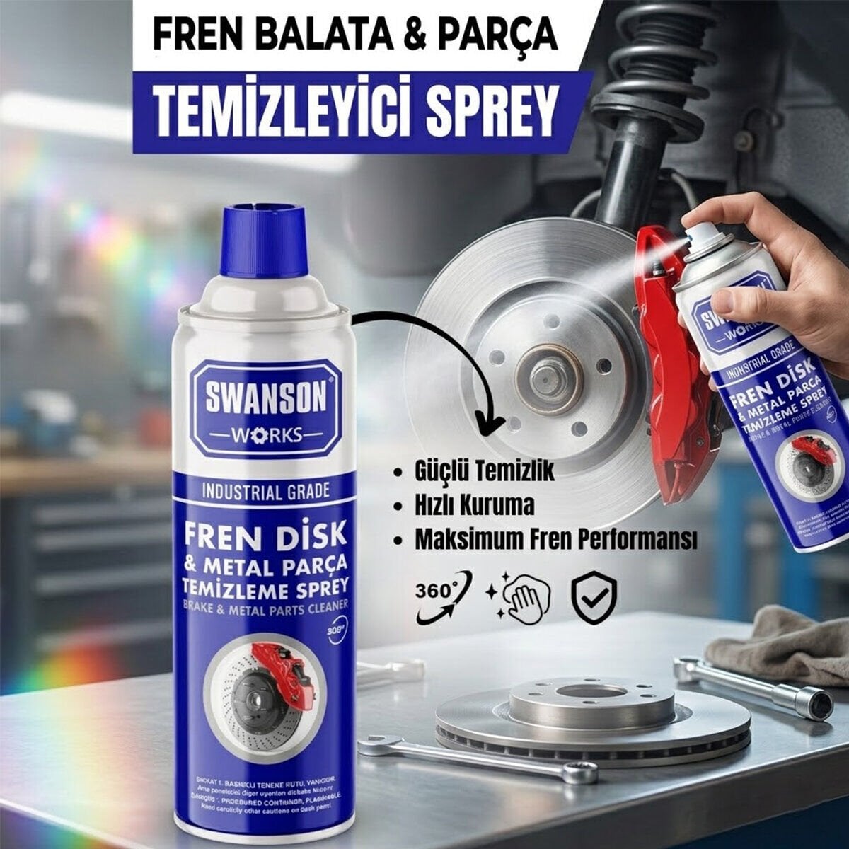 SWANSON WORKS SW-108 500 FREN & DİSK & BALATA & METAL PARÇA TEMİZLEME SPREY*24=K
