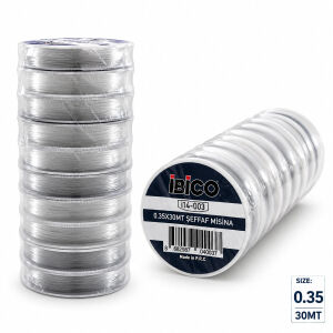 İBİCO STRONG STRETCHY CRYSTALINE İ14-003 ( SİZE:0.35 & 30MT ) ( ŞEFFAF & KLASİK ) MİSİNA İPİ*10X150
