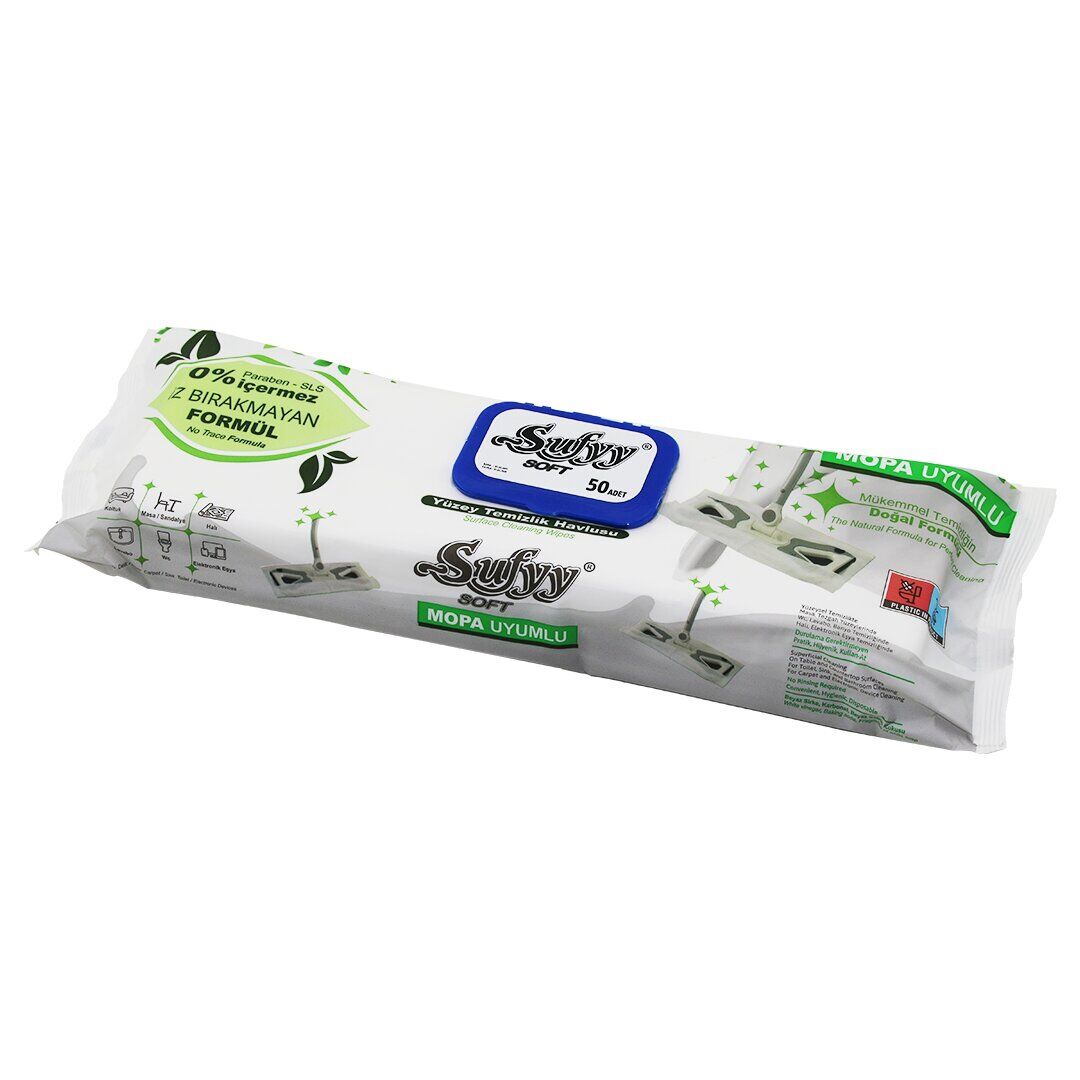 SUFYY SOFT ( MOP HAVLUSU & YÜZEY ) ( 50PCS ) ( BÜYÜK ) ISLAK MENDİL ( EKSTRA KALIN )*12=K