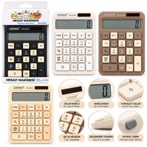 MUGGLE MU-0341 ( PİLLİ & GÜNEŞ ENERJİLİ ) ( DAKTİLO TUŞ MODEL=RENKLİ ) ( 12 HANELİ ) HESAP MAKİNESİ*120
