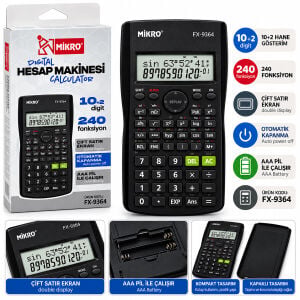 MİKRO FX-7154 DİJİTAL PRO HESAP MAKİNESİ SİYAH ( 10+2 HANELİ ) ( 240 FONKSİYON )*150