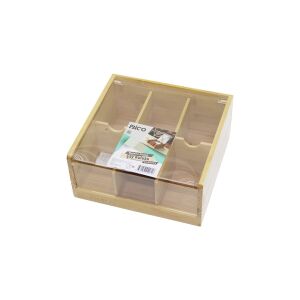 İBİCO İ22-261 ( 6 BÖLMELİ ) ( AHŞAP BAMBU ) ( POŞET ÇAY ) KUTUSU ( MİKA PLASTİK KAPAK ) ( 21X20X10CM )*24