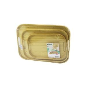 İBİCO İ22-271 ( 3 BOY ) ( DİKDÖRTGEN ) ( BAMBU AHŞAP ) TEPSİ SETİ ( 22X33 & 28X40 & 33X45CM )*12
