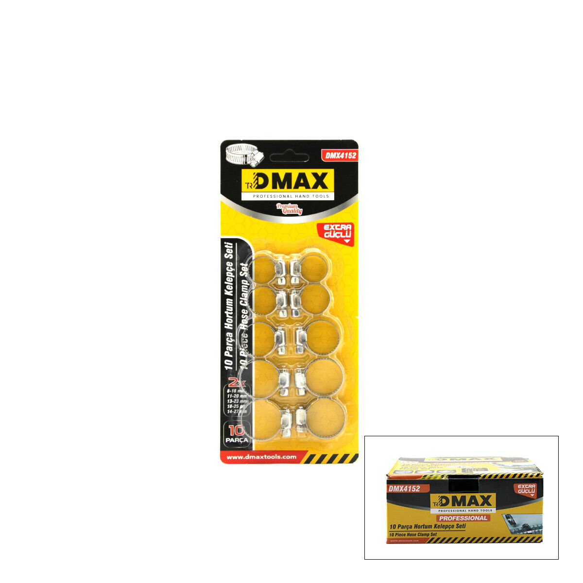 BOSSRA BSR-372 ( 10PCS ) METAL HORTUM KELEPÇESİ SET ( 2 ŞER ADET= 8-18MM - 11-20MM - 13-23MM - 18-25MM - 14-27MM )*12X20