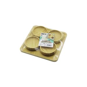 İBİCO İ22-264 ( 4PCS ) ( TEPSİLİ ) ( AHŞAP BAMBU ) ( ÇEREZLİK & LOKUMLUK ) KASE SETİ ( TEPSİ= 22X22CM ) ( ÇEREZLİK= ÇAP: 8.5CM & D: 2CM )*24