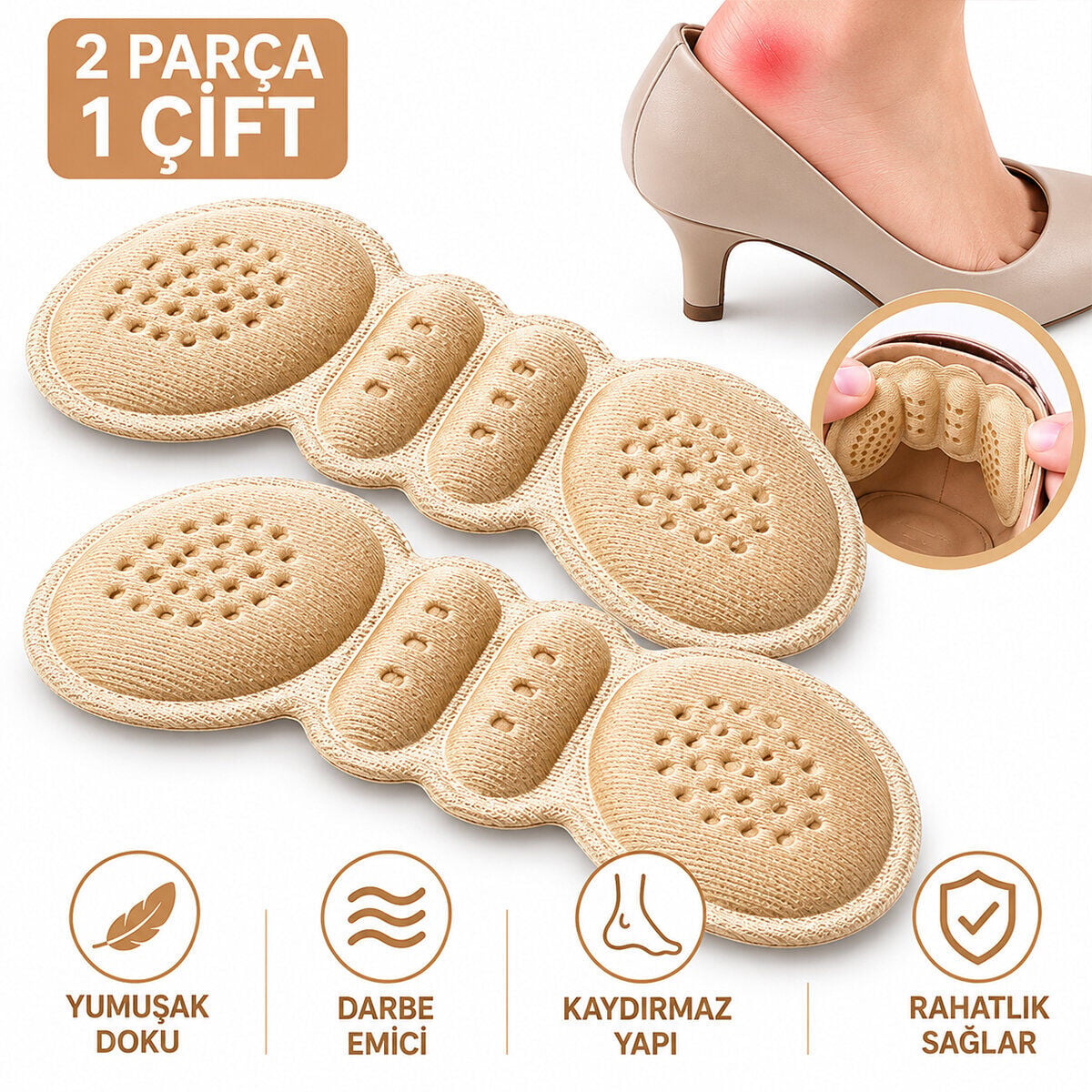 ENFA ENF-1526 ( 2PCS ) AYAKKABI TOPUK VURMA ÖNLEYİCİ ( SÜNGER ) ( YAPIŞKANLI )*100X20
