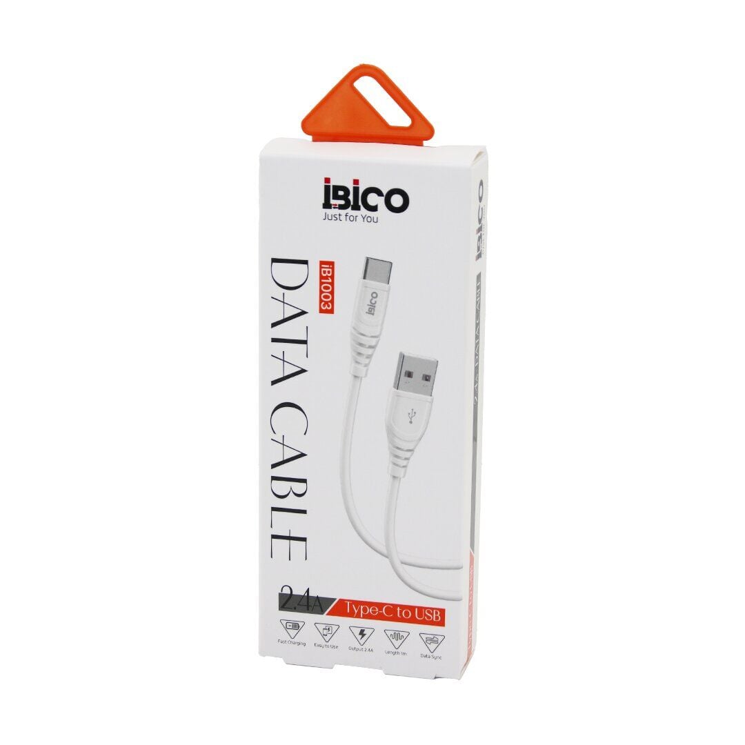İBİCO İB-1003 ( USB TO=( TYPE-C ) ( KABLO ) ( HIZLI ) TELEFON ŞARJ & DATA KABLOSU=1MT ( 2.4A )*10X20