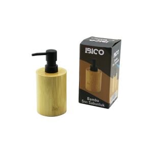 İBİCO İ21-071 ( YUVARLAK ) AHŞAP BAMBU SIVI SABUNLUK ( SİYAH PLASTİK POMPA ) ( ÇAP: 7.8CM & Y: 10.8CM )*48
